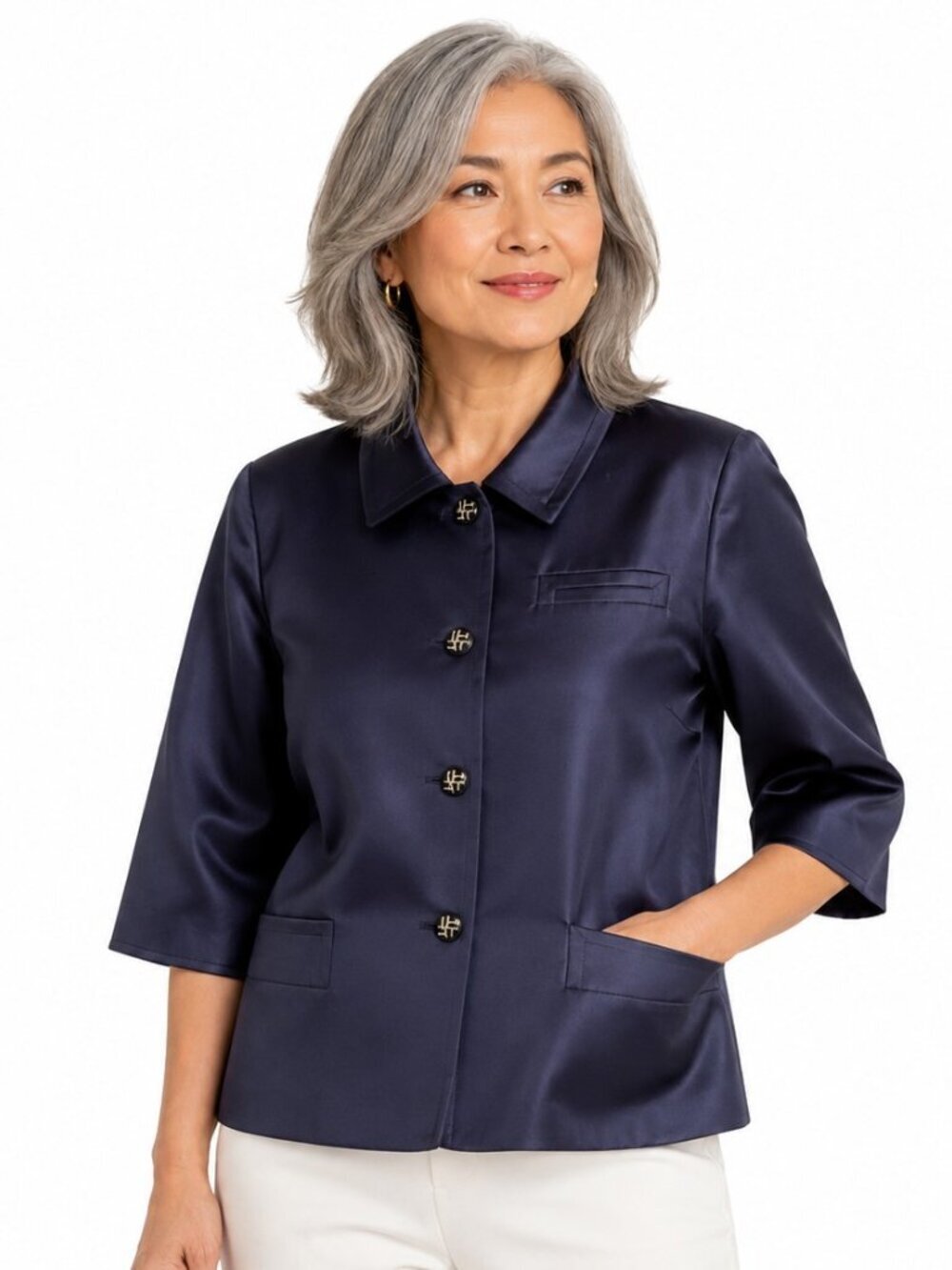 Talbots Navy Blue Silk Wool Blazer NWT